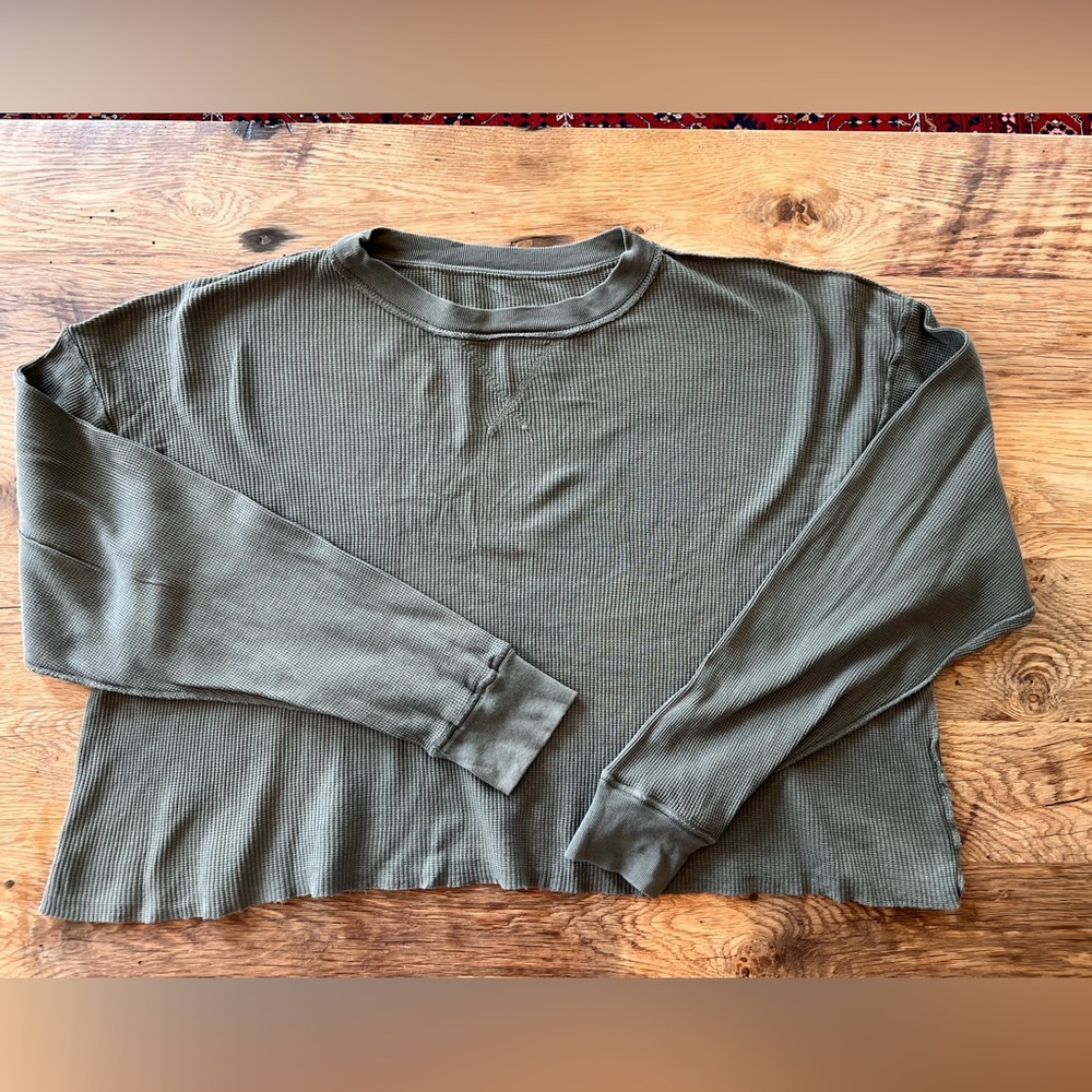 Olive Green Long Sleeve Crop Top